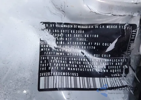 2019 Volkswagen Tiguan 2.0T Se/2.0T Sel/2.0T Sel R-Line/2.0T Sel R-Line Black from USA, damaged, VIN 3VV2B7AX0KM051653